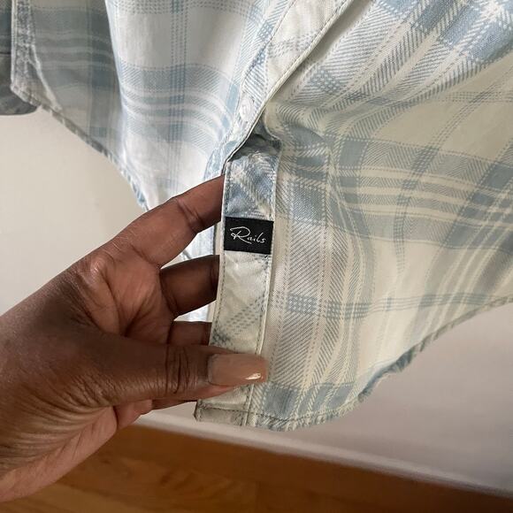 Rails Plaid Button-Up Shirt Womens Small Blue White Western Style Long Sleeves - Picture 5 of 13